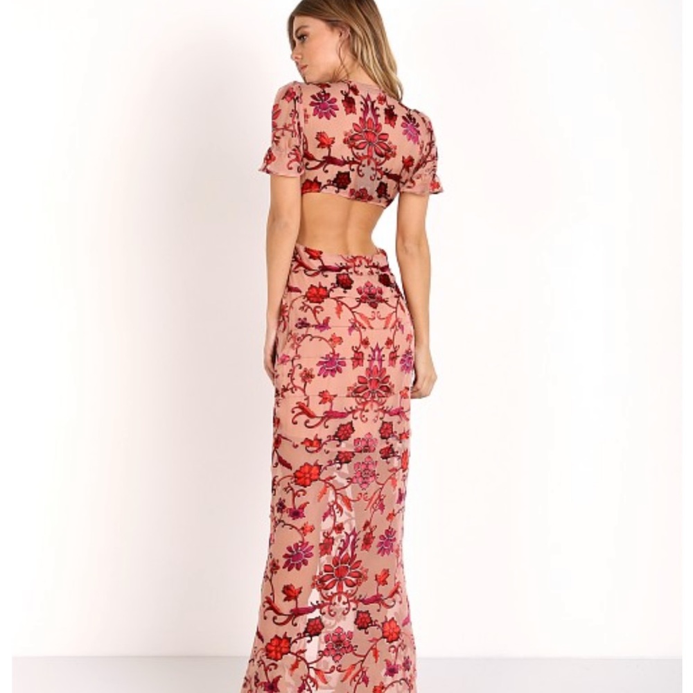 FOR LOVE AND LEMONS SAFFRON MAXI DRESS SUNSET FLORAL